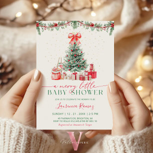 A Merry Little Holiday Christmas Tree Baby Shower Invitation