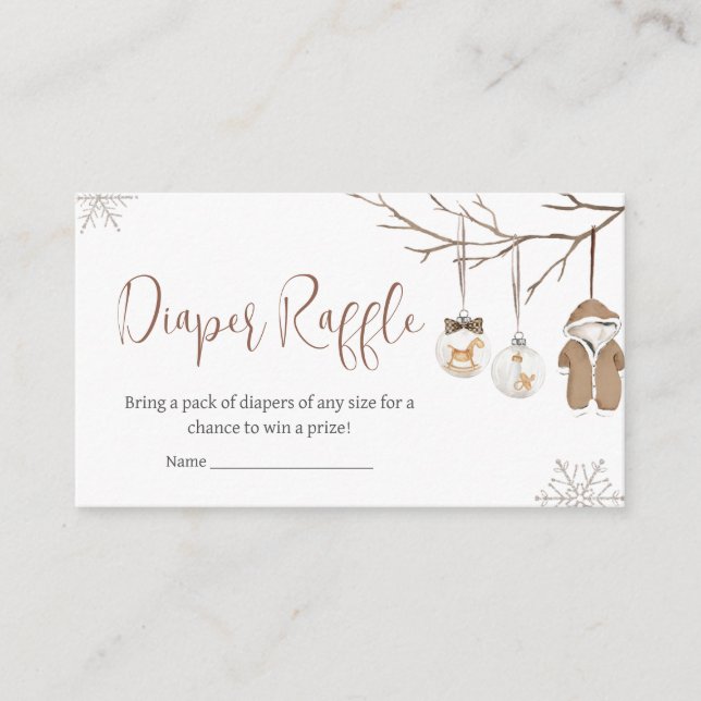 A Merry Little Winter Christmas Diaper Raffle Enclosure Card (Front)