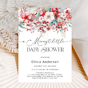 A Merry Little Winter Floral Baby Shower Invitation