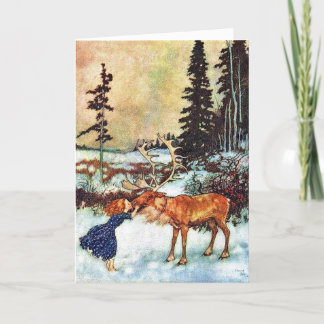 A Merry Moose Kiss In The Forest Holiday Card