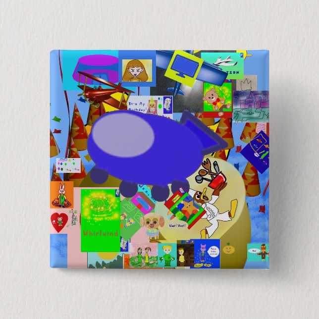 A Merry Spaceship Cartoon Button (Front)