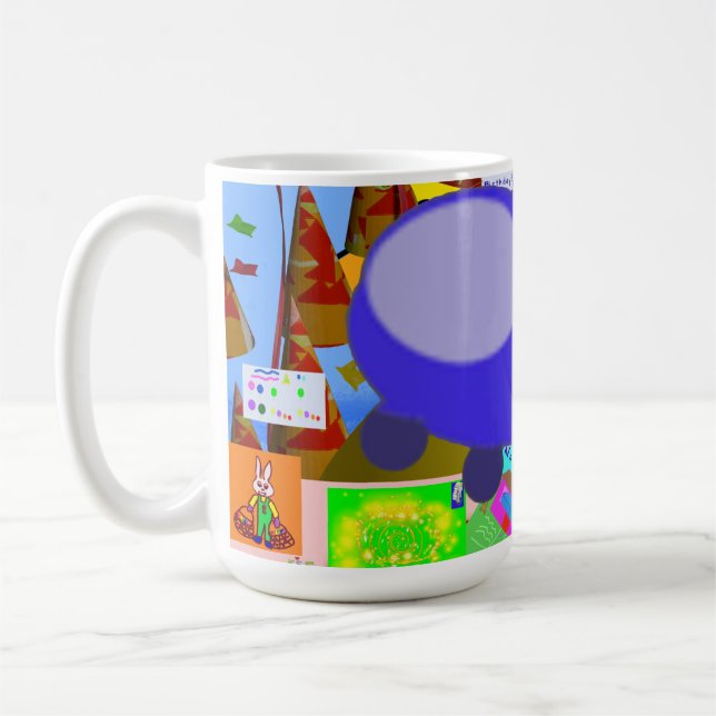 A Merry Spaceship Cartoon Coffee Mug (Left)
