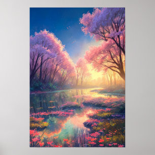A Mesmerising Pink Symphony in the Marsh Poster