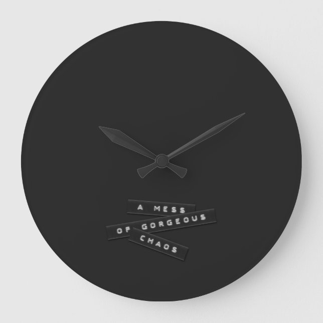 A Mess Of Gorgeous Chaos Embossed Labels Clock (Front)