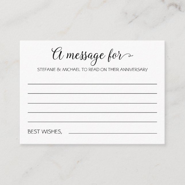 A Message For Bride and Groom Wedding Advice Card (Front)