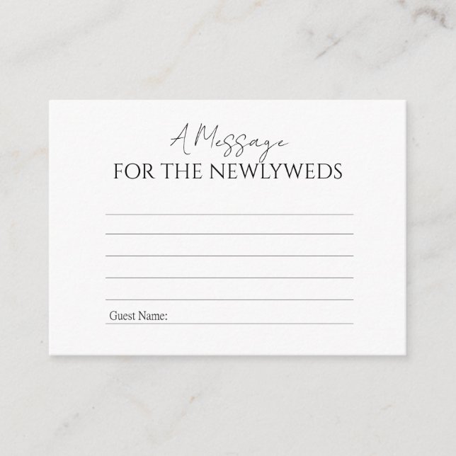 A Message for the Newlyweds Advice Card (Front)