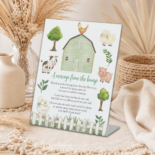 A Message from the Bump Farm Animals Baby Shower Pedestal Sign