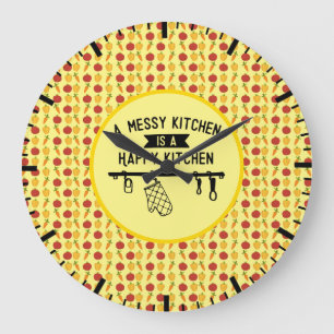 A Messy Kitchen Is A Happy Kitchen Gift Peppers Large Clock