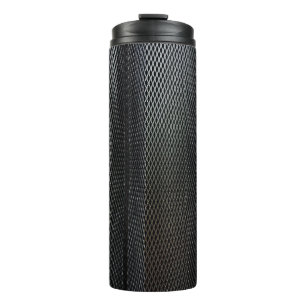 A metal criss-cross grid in undulating layers thermal tumbler