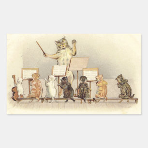 A Mewsical Matinee Vintage Victorian Era Rectangular Sticker