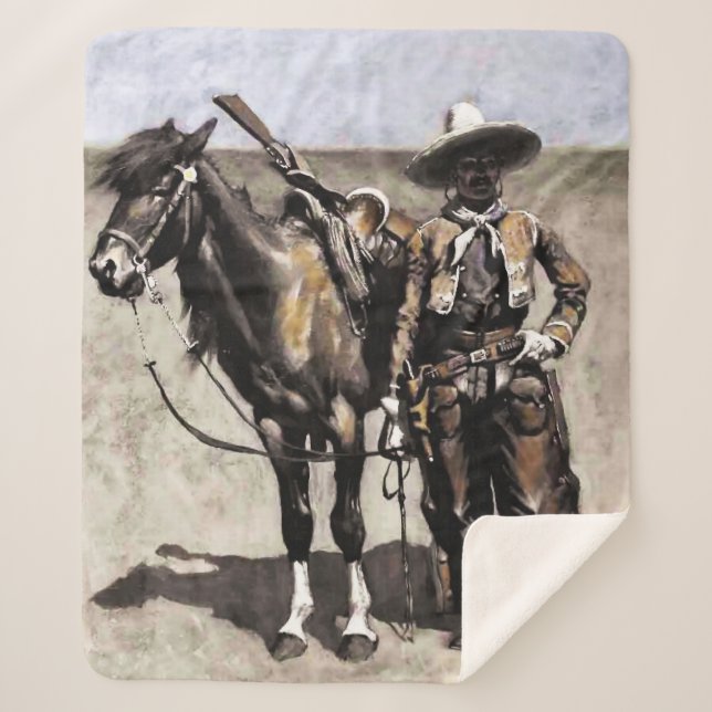 A Mexican Buccaro in Texas by Frederic Remington Sherpa Blanket (Front)
