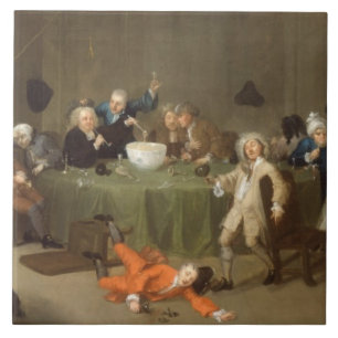 A Midnight Modern Conversation, c.1732 (oil on can Tile