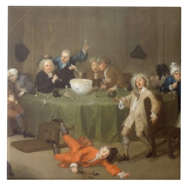 A Midnight Modern Conversation, c.1732 (oil on can Tile (Front)