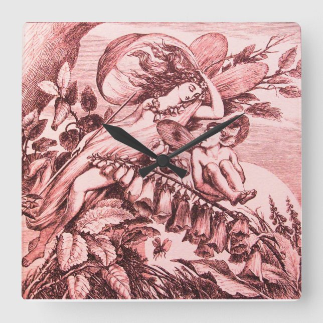 A MIDSUMMER NIGHT'S DREAM / FAIRY TITANIA SQUARE WALL CLOCK (Front)