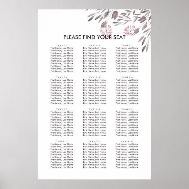 A Midsummer Night's Dream Wedding Seating Chart (Front)