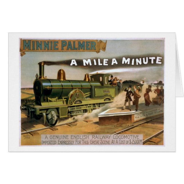 "A Mile a Minute" Vintage Theatre Train Poster (Front Horizontal)