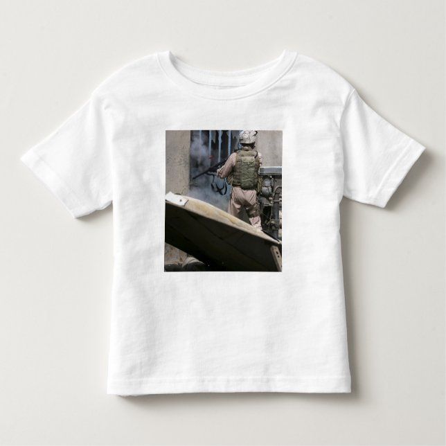 A military policeman uses a breaching round toddler T-Shirt (Front)