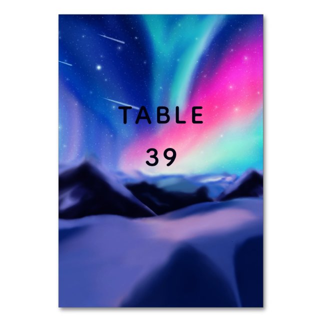 A Million Aurora Dreams Table Number (Front)