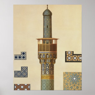 A Minaret and Ceramic Details from the Mosque of t Poster