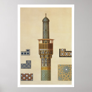 A Minaret and Ceramic Details from the Mosque of t Poster