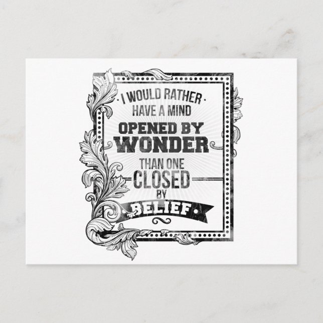 A Mind Opened by Wonder Postcard (Front)