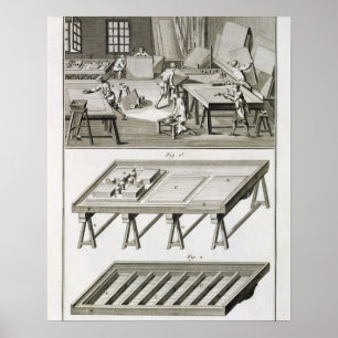 A mirror maker's workshop and tools, from the 'Enc Poster