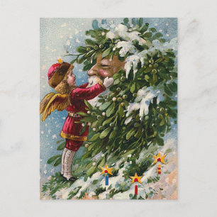 "A Mistletoe Kiss for Santa" Holiday Postcard