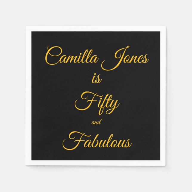 A modern, 50th Birthday custom invitation Napkin (Front)