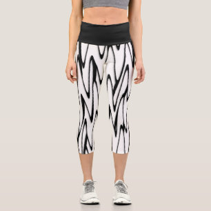 A Modern Abstract Energetic Line Art  Capri Leggings