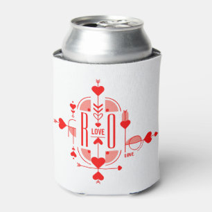 A modern and romantic monogram initial design can cooler