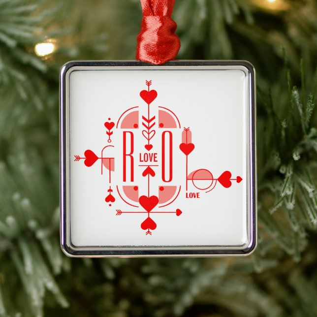 A modern and romantic monogram initial design metal ornament (Tree)