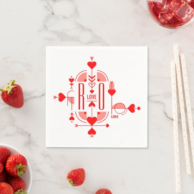 A modern and romantic monogram initial design napkin (Insitu)