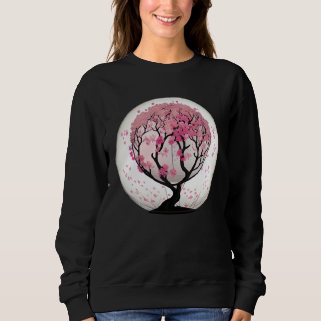 A Modern and Trendy Take on Cherry Blossoms Globe Sweatshirt (Front)