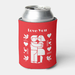 A modern Bauhaus personalized Valentine’s Day Can Cooler