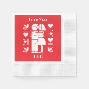 A modern Bauhaus personalized Valentine’s Day Napkin