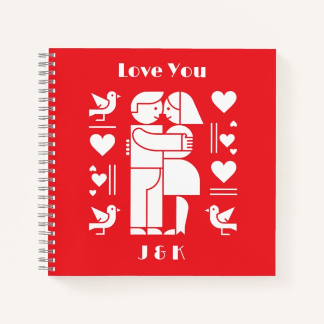 A modern Bauhaus personalized Valentine’s Day Notebook (Front)