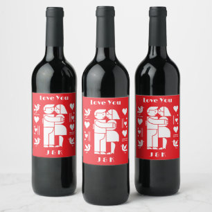 A modern Bauhaus personalized Valentine’s Day Wine Label