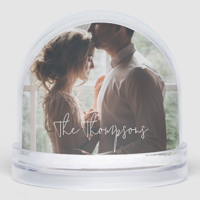 A Modern Love Script Couple's Photo Snowglobe (Front)