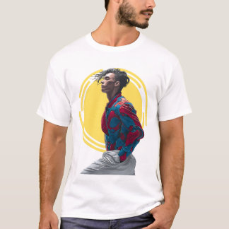 A Modern Man in Vibrant, Abstract App T-Shirt