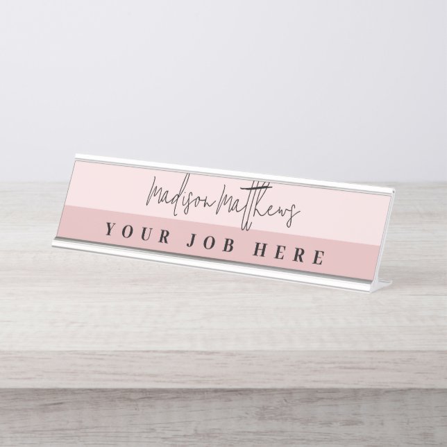 A modern minimalist handwritten script typography  desk name plate (Front)
