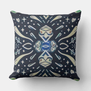 A modern multicolor all over fabric print pattern cushion