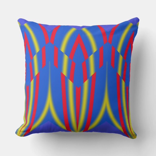 A modern multicolor all over fabric print pattern cushion (Front)