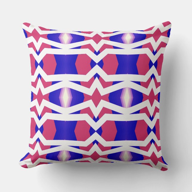 A modern multicolor all over fabric print pattern cushion (Front)