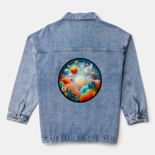 A modern nature themed abstract t-shirt design denim jacket