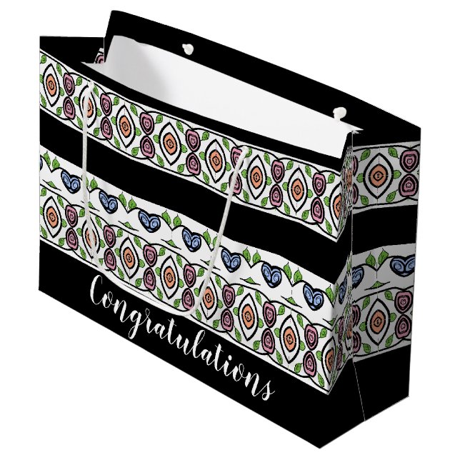 A Modern Patterned Congratulations Large Gift Bag (Front Angled)