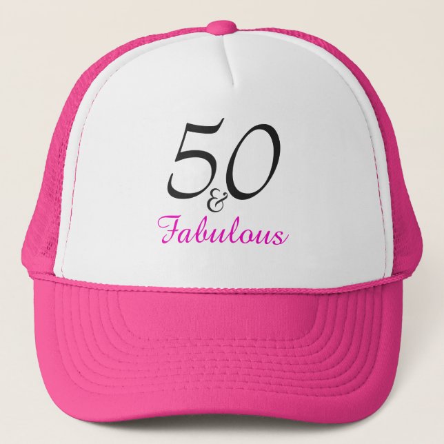 A Modern Pink  50th birthday Trucker Hat (Front)