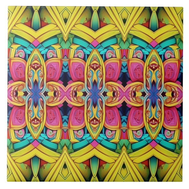 A modern seamless multicolor classic pattern ceram ceramic tile (Front)
