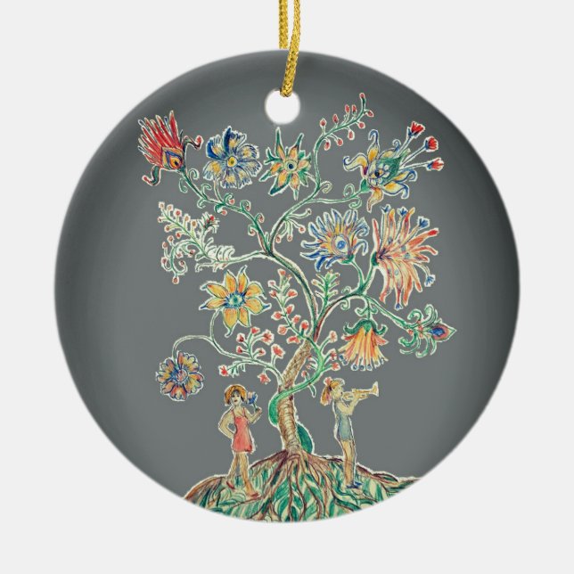 A modern tree of life ceramic ornament (Front)
