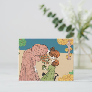 A Moment in Bloom – Vintage Mother & Child Postcard