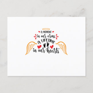 A moment in our arms a lifetime in our hearts blac announcement postcard